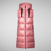 Women's Iria Long Hooded Puffer Vest in Off White | Save The Duck