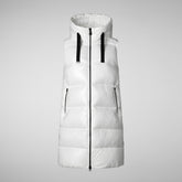 Woman's Iria Hooded Puffer Vest in Off White | Save The Duck