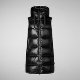 Women's Hooded Animal free Puffer Vest Iria in Black | Save The Duck