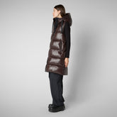 Women's Iria Hooded Puffer Vest in Brown Black | Save The Duck