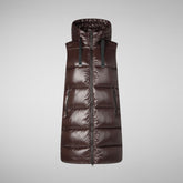 Women's Iria Hooded Puffer Vest in Brown Black | Save The Duck