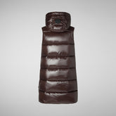 Women's Iria Hooded Puffer Vest in Brown Black | Save The Duck