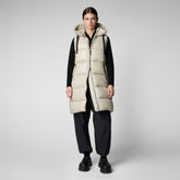 Woman's Iria Hooded Puffer Vest in Rainy Beige - Fashion Woman | Save The Duck