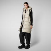 Women's Hooded Animal free Puffer Vest Iria in Rainy Beige - Fall-Winter 2024 Women's collection | Save The Duck