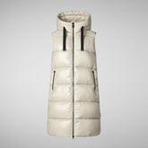 Women's Hooded Animal free Puffer Vest Iria in Rainy Beige | Save The Duck