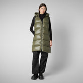 Woman's Iria Hooded Puffer Vest in Laurel Green | Save The Duck