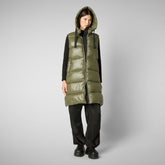 Woman's Iria Hooded Puffer Vest in Laurel Green | Save The Duck