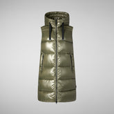 Women's Hooded Animal free Puffer Vest Iria in laurel green | Save The Duck