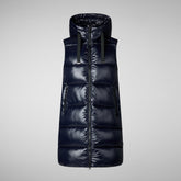 Woman's Iria Hooded Puffer Vest in Blue Black | Save The Duck