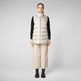 Women's Coral Puffer Vest in Rainy Beige | Save The Duck