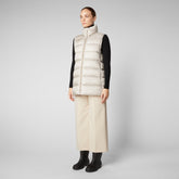 Women's Coral Puffer Vest in Rainy Beige - Fall Winter 2023 Collection | Save The Duck