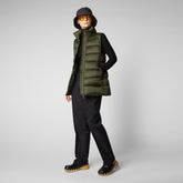 Women's Coral Puffer Vest in Pine Green - Women's Vests | Save The Duck