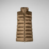 Woman's quilted vest Coral in HUSK GREEN | Save The Duck