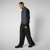 Man's Rhus Puffer Vest in Grey Black | Save The Duck