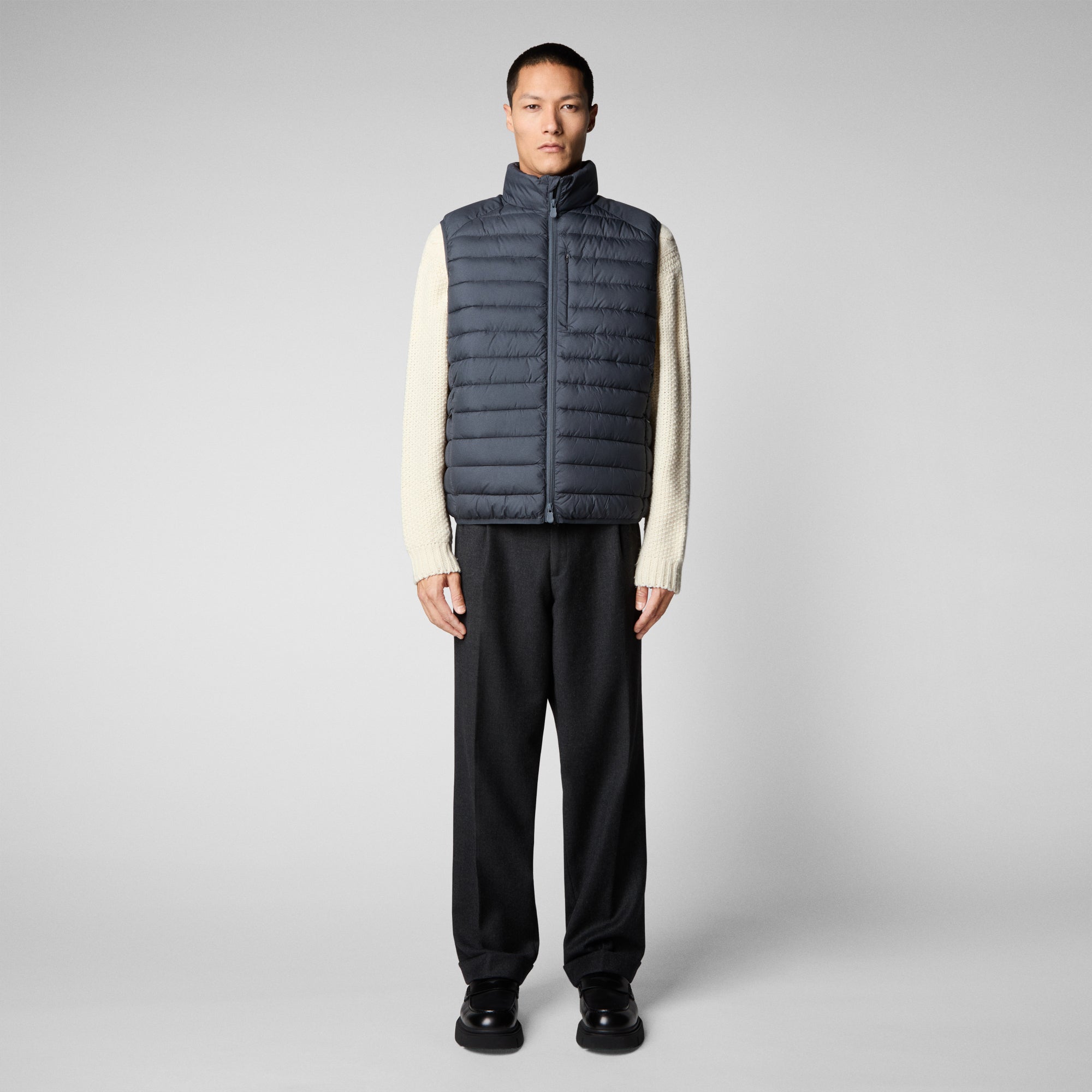 Men's Rhus Puffer Vest in Grey Black - Save The Duck