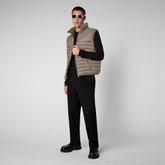Men's Majus Puffer Vest with Faux Fur Lining in Elephant Grey - Men's Classic Soul Guide | Save The Duck