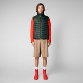 Men's Majus Puffer Vest with Faux Fur Lining in Green Black - Men's Collection | Save The Duck