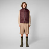 Men's Majus Puffer Vest with Faux Fur Lining in Burgundy Black - Vests Collection | Save The Duck