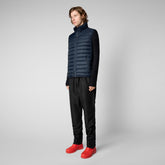 Men's Majus Puffer Vest with Faux Fur Lining in Blue Black - Men's Collection | Save The Duck