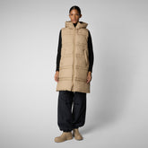 Women's hooded vest Judee in stardust beige | Save The Duck