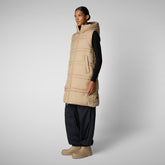 Women's hooded vest Judee in stardust beige | Save The Duck