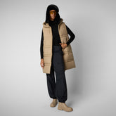 Women's hooded vest Judee in stardust beige | Save The Duck