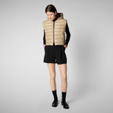 Women's hooded vest Romina in wood beige | Save The Duck