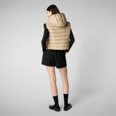 Woman's hooded vest Romina in wood beige | Save The Duck