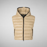 Women's hooded vest Romina in wood beige | Save The Duck