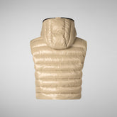 Woman's hooded vest Romina in wood beige | Save The Duck