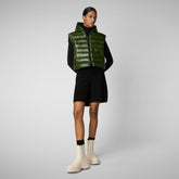 Woman's hooded vest Romina in pine green - Fashion Woman | Save The Duck