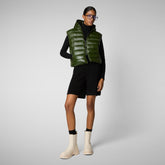 Women's hooded vest Romina in pine green | Save The Duck