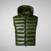 Woman's hooded vest Romina in pine green | Save The Duck