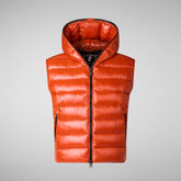 Women's hooded vest Romina in maple orange | Save The Duck