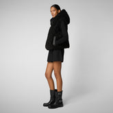 Woman's hooded vest Klara in black - Woman Faux Fur | Save The Duck