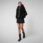 Gilet à capuche Klara pour femme en noir - Woman Faux Fur | Save The Duck