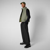 Men's Animal free Puffer Vest Adam in Swamp Green - Men's Vests | Save The Duck