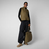 Women's Animal free Puffer Vest Charlotte in Husk Green - Women's Fall Winter 2024 | Save The Duck