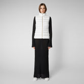 Women's Lynn Puffer Vest in Off White - Holiday Party Collection | Save The Duck