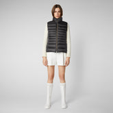 Women's Lynn Puffer Vest in Ebony Grey - Women's Vests | Save The Duck