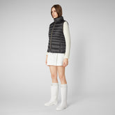 Women's Lynn Puffer Vest in Ebony Grey - Women's Vests | Save The Duck