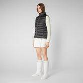Women's Lynn Puffer Vest in Ebony Grey - Fall Winter 2023 Collection | Save The Duck