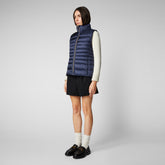 Women's Lynn Puffer Vest in Blue Black - Clothing | Save The Duck