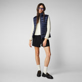 Women's Lynn Puffer Vest in Blue Black - Fall Winter 2023 Collection | Save The Duck