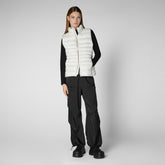 Women's Lynn Puffer Vest in Off White - Valentine's Day Collection | Save The Duck