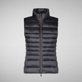 Women's Animal free Puffer Vest Lynn in ebony grey | Save The Duck