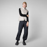 Woman's Lynn Puffer Vest in Rainy Beige - Women's Icons | Save The Duck