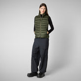 Women's Animal free Puffer Vest Lynn in pine green | Save The Duck