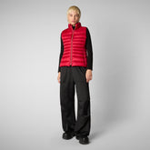 Women's Animal free Puffer Vest Lynn Coat Tango Red - Valentine's Day Collection | Save The Duck