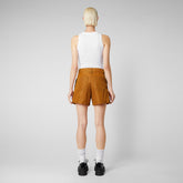 Women's Noy Shorts in Sandalwood Brown - Women's Fashion | Save The Duck
